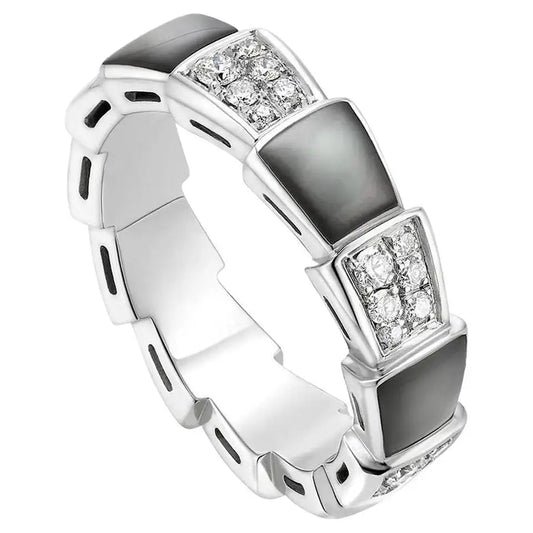 [Kincade Jewelrys]SERPENTI RING SILVER DIAMOND BLACK MOP 4MM