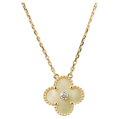 [Kincade Jewelrys]CLOVER 15MM DIAMOND GOLD MOTHER OF PEARL NECKLACE