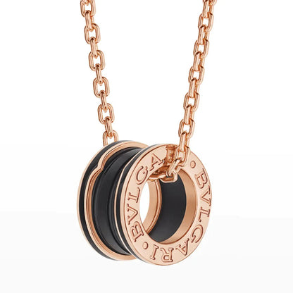 [Kincade Jewelrys]ZERO 1 BLACK CERAMIC PINK GOLD NECKLACE