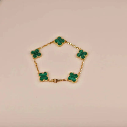 [Kincade Jewelrys]CLOVER 5 MOTIFS MALACHITE BRACELET