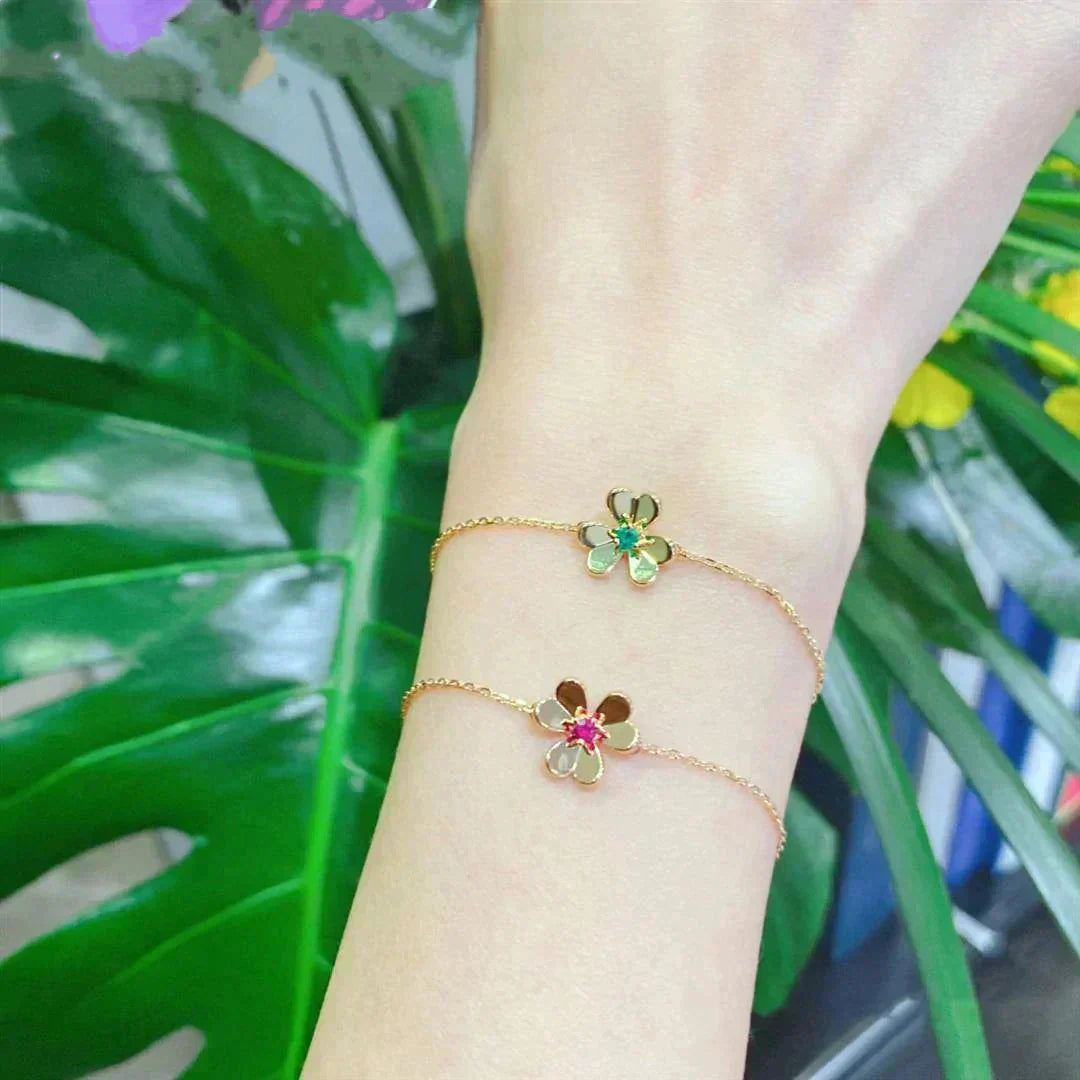 [Kincade Jewelrys]FRIVOLE GOLD FLOWER PINK MALACHITE BRACELET