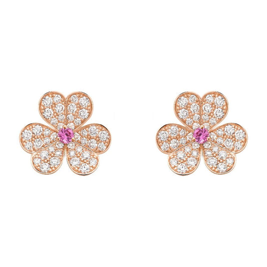 [Kincade Jewelrys]FRIVOLE PINK GOLD FLOWER DIAMOND EARRINGS
