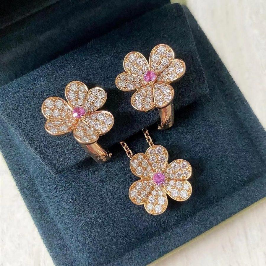 [Kincade Jewelrys]FRIVOLE PINK GOLD FLOWER DIAMOND EARRINGS