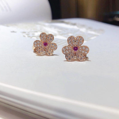 [Kincade Jewelrys]FRIVOLE PINK GOLD FLOWER DIAMOND EARRINGS