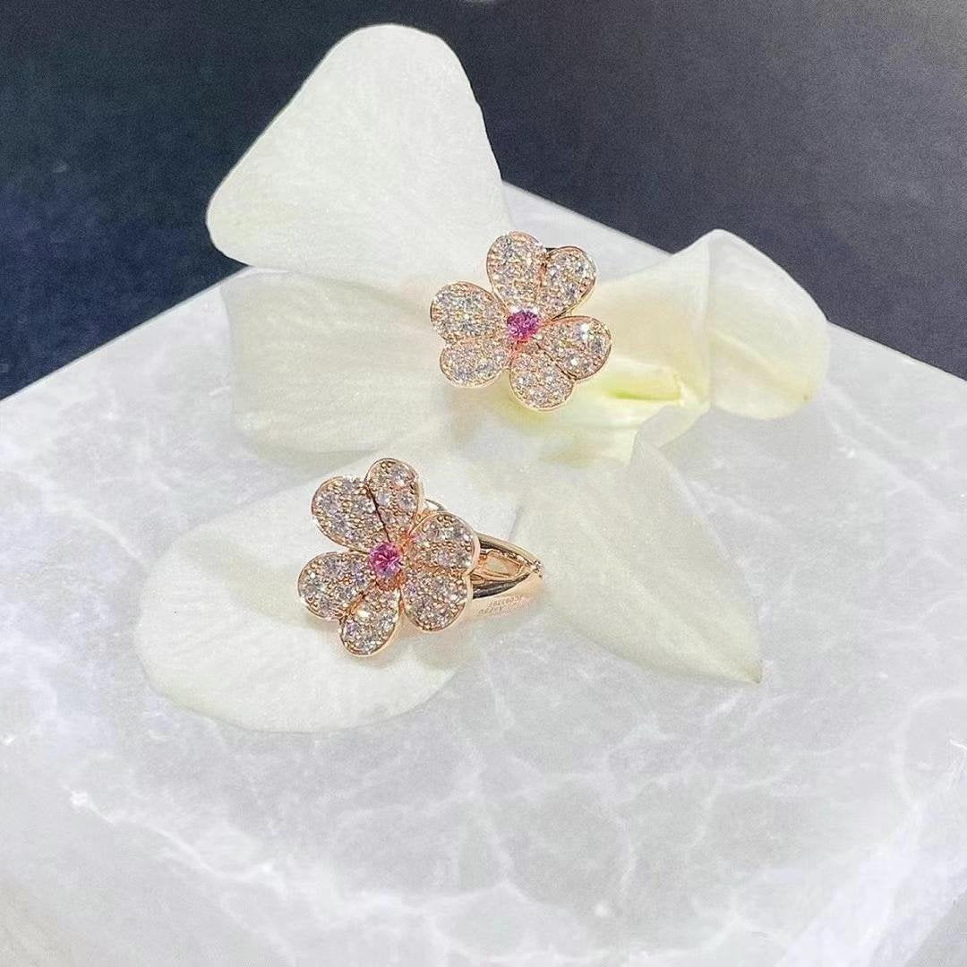 [Kincade Jewelrys]FRIVOLE PINK GOLD FLOWER DIAMOND EARRINGS