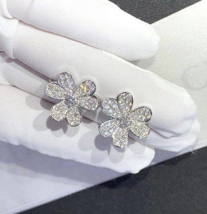 [Kincade Jewelrys]FRIVOLE SILVER FLOWER DIAMOND EARRINGS