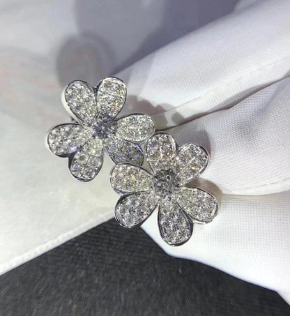 [Kincade Jewelrys]FRIVOLE SILVER FLOWER DIAMOND EARRINGS