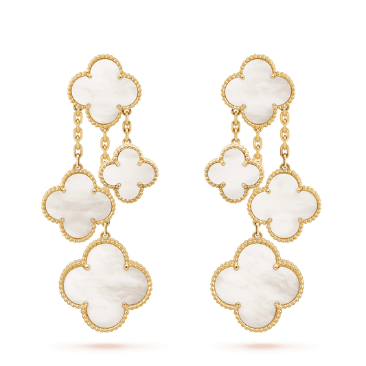 [Kincade Jewelrys]CLOVER EARRINGS WHITE MOP 4 MOTIFS GOLD