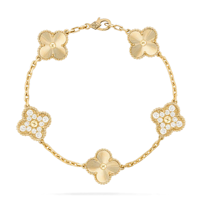 [Kincade Jewelrys]CLOVER BRACELET 5 MOTIFS GOLD DIAMOND