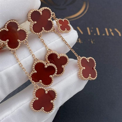 [Kincade Jewelrys]CLOVER EARRINGS CARNELIAN 4 MOTIFS PINK GOLD
