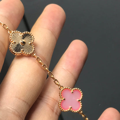 [Kincade Jewelrys]CLOVER BRACELET 5 MOTIF PINK AND PINK GOLD