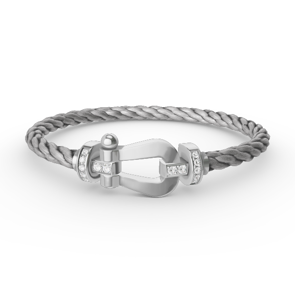 [Kincade Jewelrys]FORCE LARGE HORSESHOE HALF DIAMOND BRACELET SILVER
