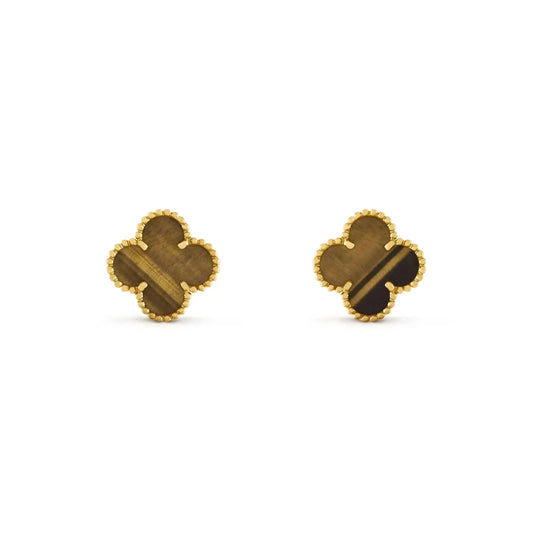 [Kincade Jewelrys]CLOVER MEDIUM 1 MOTIFS TIGER EYE EARRINGS